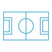 eps10 vettore blu campo da calcio o campo da calcio linea arte icona in semplice stile moderno piatto e alla moda isolato su priorità bassa bianca