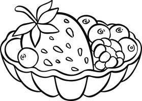 cestino di frollini con frutti di bosco, dessert torta, illustrazione disegnata a mano vettore