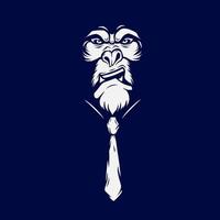 scimmia gorilla faccia arrabbiata linea pop art logo. design colorato con sfondo scuro. illustrazione vettoriale astratta. sfondo nero isolato per t-shirt, poster, abbigliamento, merchandising, abbigliamento, design distintivo