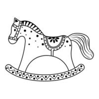 un'icona con l'immagine di un cavallo a dondolo in legno per bambini. illustrazione vettoriale isolata colorazione doodle