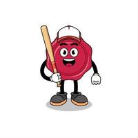 cartone animato della mascotte della ceralacca come giocatore di baseball vettore