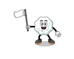 fumetto illustrazione di gomma da masticare in possesso di una bandiera bianca vettore
