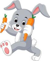 cartone animato coniglio felice azienda carota vettore