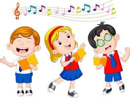 bambini delle scuole che cantano vettore