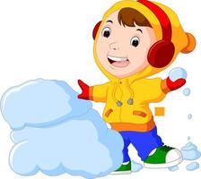 bambini dei cartoni animati che giocano con la neve vettore