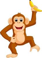 cartone animato carino scimmia che mangia banana