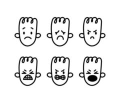 set di facce di doodle tristi e arrabbiate. avatar emoji disegnati a mano. emozioni tristi e arrabbiate illustrazione vettoriale isolata su sfondo bianco.