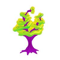 fungo alieno. favolosa pianta di funghi. una pianta magica dai colori verde e viola. illustrazione vettoriale di un fungo alieno su sfondo bianco.