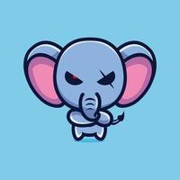 vettore premium di design del personaggio dei cartoni animati della mascotte dell'elefante malvagio