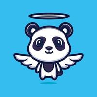 vettore premium di design del personaggio dei cartoni animati di angelo panda carino