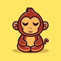 la scimmia carina fa il vettore premium di meditazione