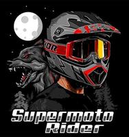 lupo pilota di supermotard vettore