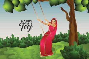 felice festival indiano di hariyali teej con illustrazione vettoriale