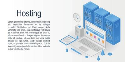 banner di concetto di hosting, stile isometrico vettore