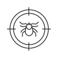 icona lineare del bersaglio dell'acaro. repellente per insetti parassiti. illustrazione al tratto sottile. simbolo di contorno. disegno di contorno isolato vettoriale