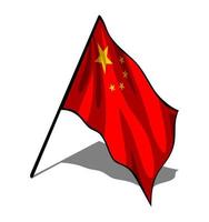 sfondo bianco sventolando la bandiera cinese vettore