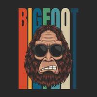 bigfoot arrabbiato che indossa un'illustrazione vettoriale retrò degli occhiali