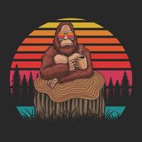 bigfoot relax drink caffè retrò illustrazione vettoriale