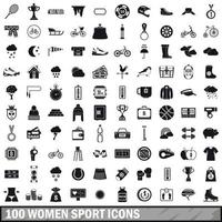 100 icone di sport donna impostate, stile semplice vettore
