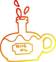 bottiglia di cartone animato di disegno a tratteggio a gradiente caldo di olio d'oliva vettore