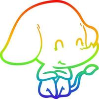 arcobaleno gradiente linea disegno simpatico cartone animato elefante vettore