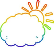 simbolo del sole e della nuvola del fumetto del disegno della linea del gradiente dell'arcobaleno vettore