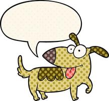 cartone animato cane felice e fumetto in stile fumetto vettore