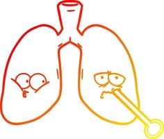 caldo gradiente linea disegno cartone animato polmoni malsani vettore