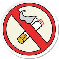 adesivo di un simpatico cartone animato vietato fumare vettore