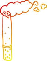sigaretta del fumetto di disegno di linea a gradiente caldo vettore
