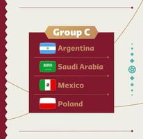 gruppo mondiale di calcio 2022 c. bandiere dei paesi partecipanti al campionato mondiale 2022. illustrazione vettoriale