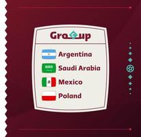 gruppo mondiale di calcio 2022 c. bandiere dei paesi partecipanti al campionato mondiale 2022. illustrazione vettoriale