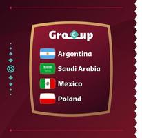 gruppo mondiale di calcio 2022 c. bandiere dei paesi partecipanti al campionato mondiale 2022. illustrazione vettoriale