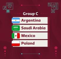 gruppo mondiale di calcio 2022 c. bandiere dei paesi partecipanti al campionato mondiale 2022. illustrazione vettoriale