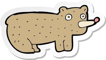 adesivo di un orso divertente cartone animato vettore