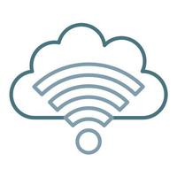 icona a due colori della linea wifi cloud vettore