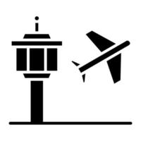 icona del glifo dell'aeroporto vettore