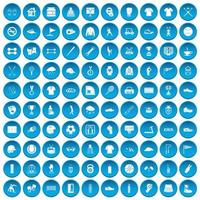 100 icone di club sportivi impostate in blu vettore