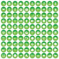 100 icone di posta hanno impostato il cerchio verde vettore