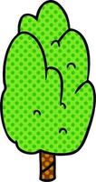 albero verde singolo di doodle del fumetto vettore