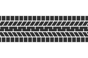 elementi senza cuciture del battistrada di pneumatici automatici. modelli di pneumatici per auto, traccia del battistrada dei pneumatici delle ruote. stampa di pneumatici. serie di illustrazioni vettoriali isolate su sfondo bianco