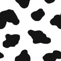 modello senza cuciture in pelle di mucca. struttura del bestiame dell'Holstein. modello di pelle di mucca con texture liscia in bianco e nero. stampa di macchie di cane dalmata. sfondo di macchie nere. modello di pelle di animale. illustrazione vettoriale
