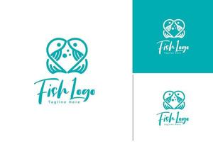 linea monogramma di pesce amore logo design vector