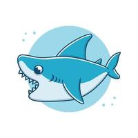 simpatico cartone animato squalo illustrazione vettoriale adesivo. logo mascotte balena animale. elemento del carattere dell'icona del simbolo del pesce dell'oceano