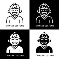 illustrazione stabilita dell'icona della cultura cinese del cheongsam. personaggi maschili abito tradizionale logo vettoriale