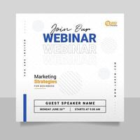 webinar di marketing digitale e modello di post sui social media per conferenze aziendali. vettore