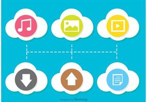 Vettori di icona di cloud computing piatto colorato