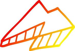 caldo gradiente di disegno a tratteggio cartone animato fulmine vettore
