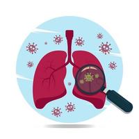 polmoni con lente d'ingrandimento pandemia illustrazione vettoriale di salute medica