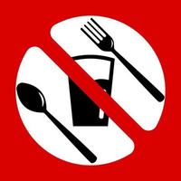 attenzione non mangiare e bere in questo luogo simbolo segno disegno vettoriale illustrazione